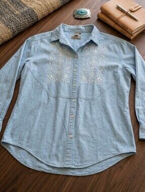 Vintage Ruff Hewn Light Blue Embroidered Western Shirt
